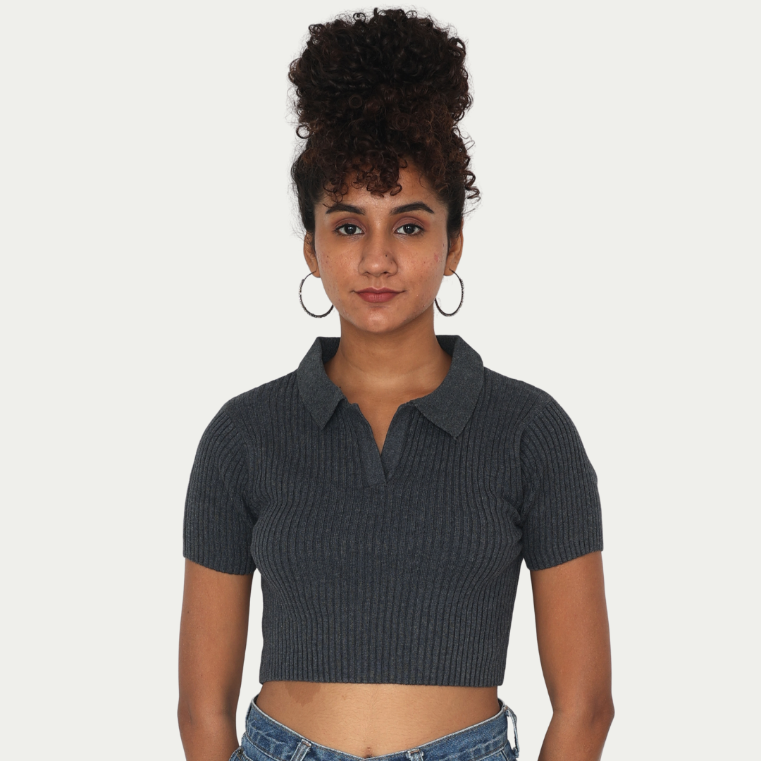 Anthra Polo – Half Sleeves Ribbed Knitted Exclusive Special Edition