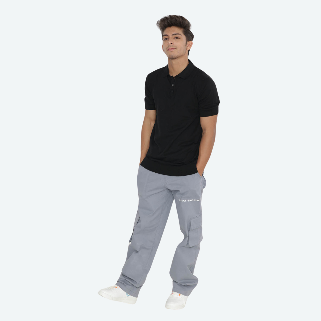 Black Solid Knitted T-Shirt – Pure Comfort in Classic Style