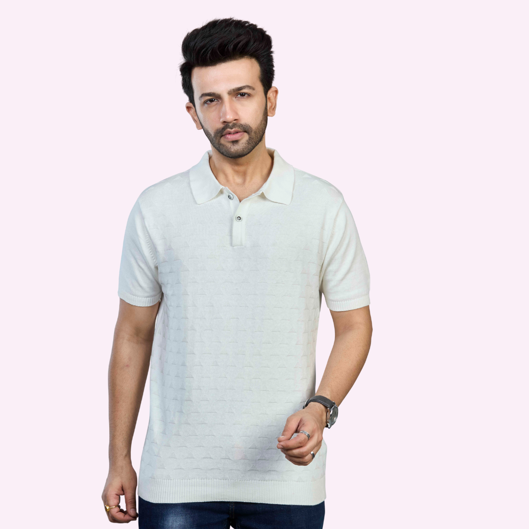 OFF White Premium Cotton Knitted Polo