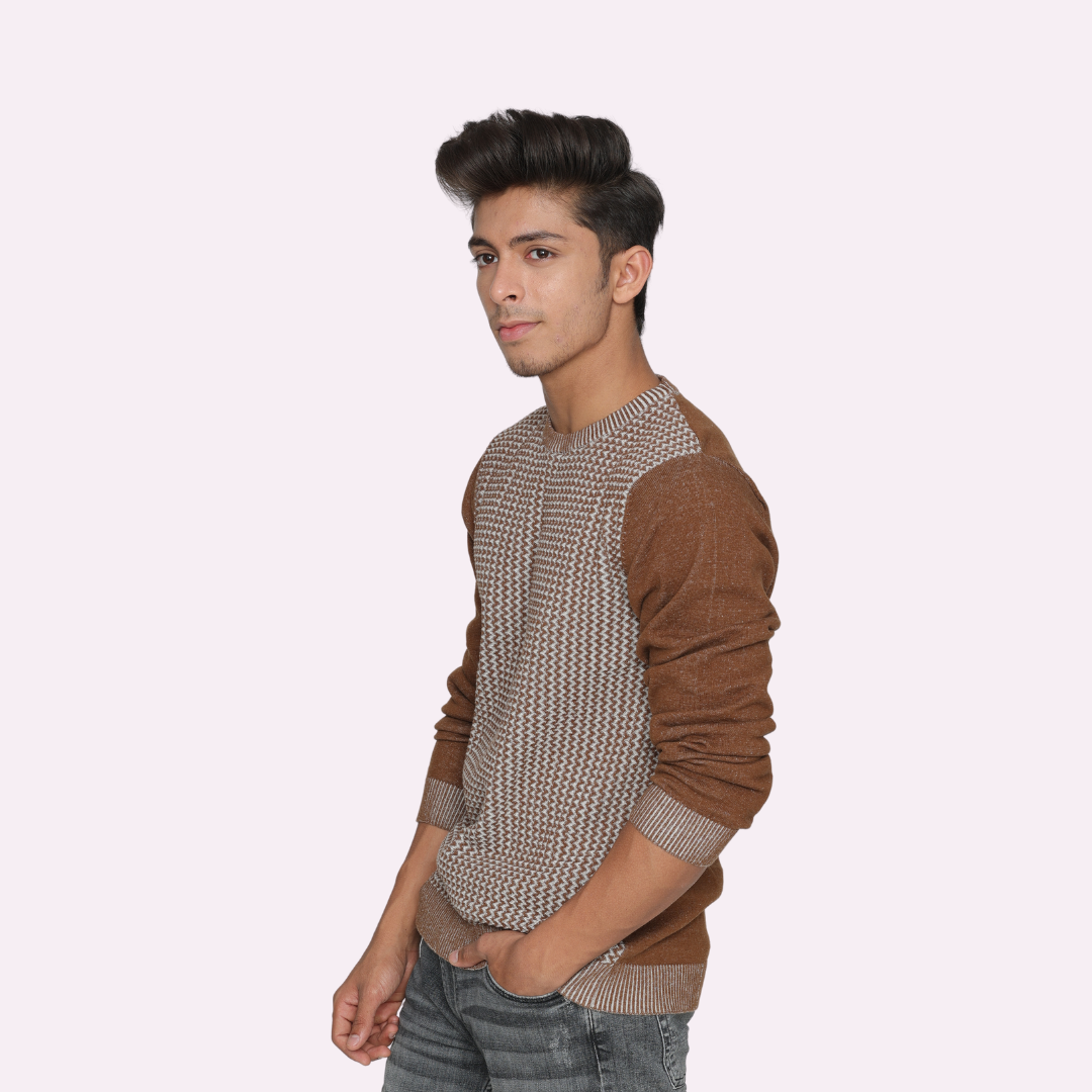 Brown structured special edition knitted T-Shirt