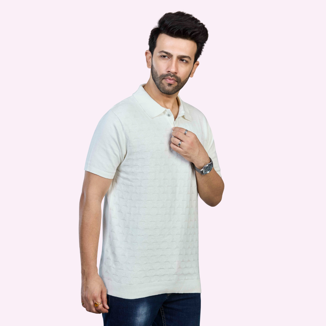 OFF White Premium Cotton Knitted Polo