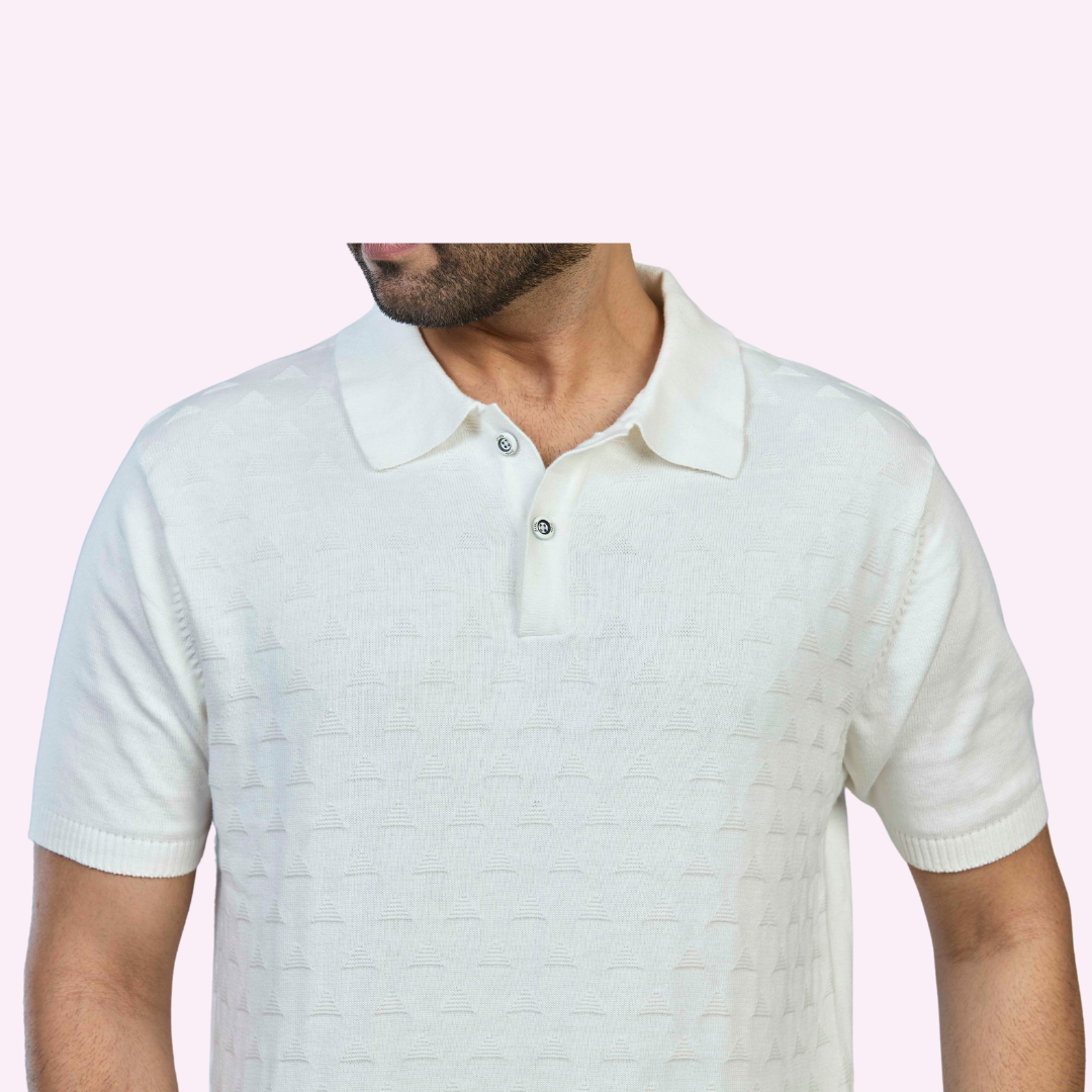 OFF White Premium Cotton Knitted Polo