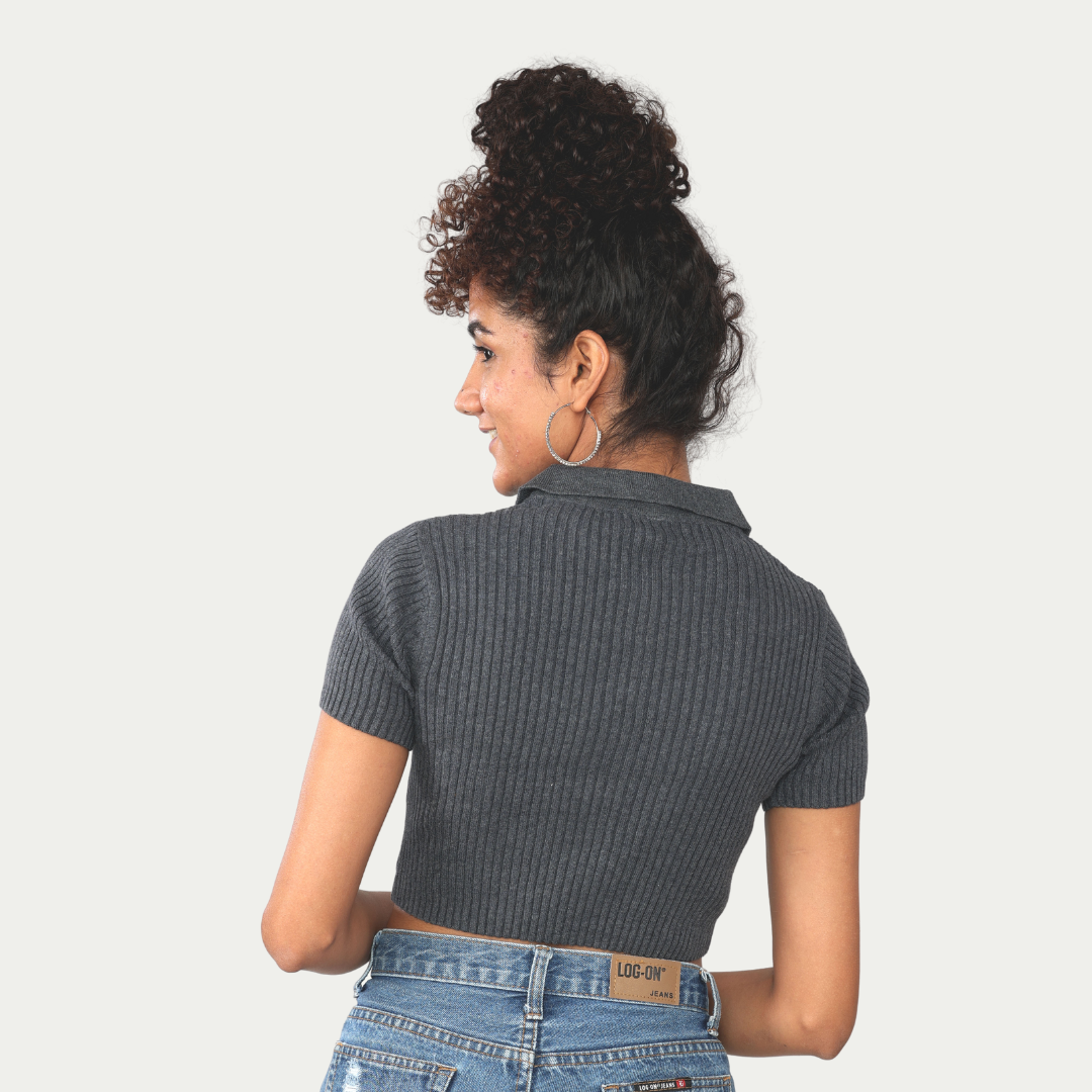 Anthra Polo – Half Sleeves Ribbed Knitted Exclusive Special Edition