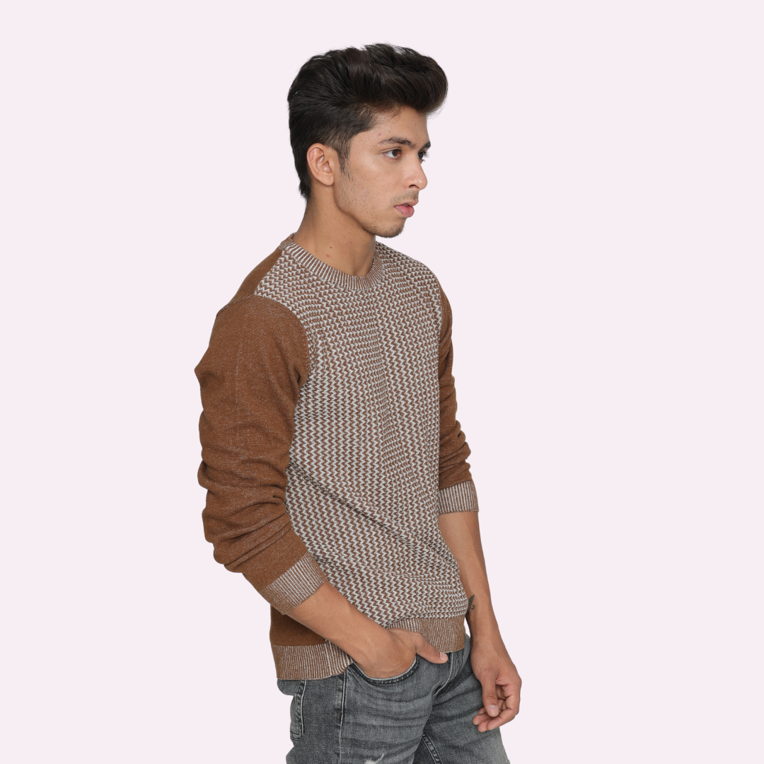 Brown structured special edition knitted T-Shirt