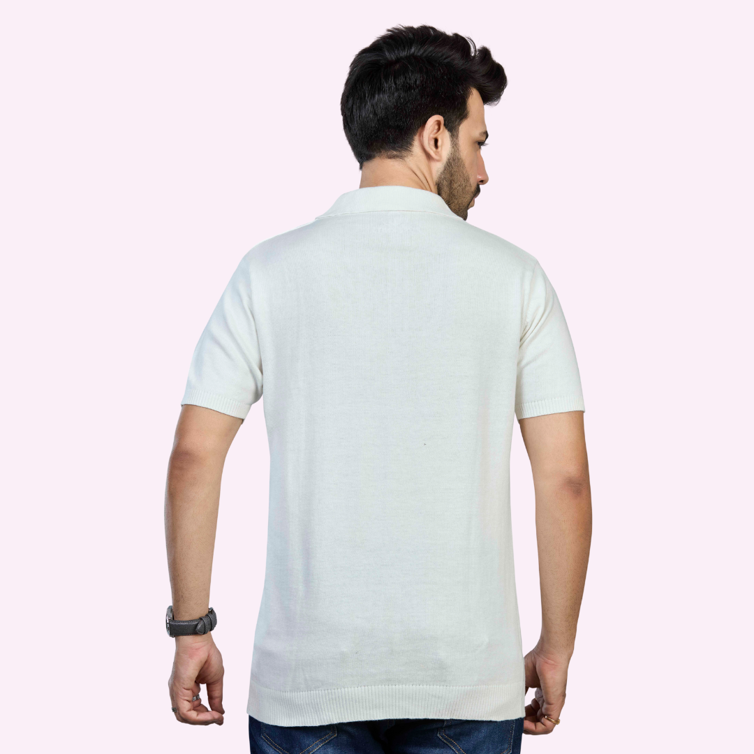 OFF White Premium Cotton Knitted Polo
