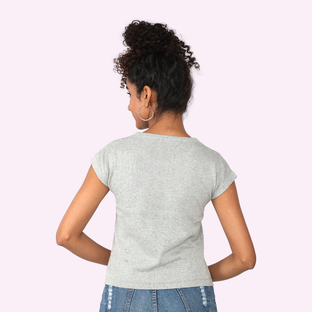 Grey Round Neck Premium Exclusive Special Edition Knitted Top