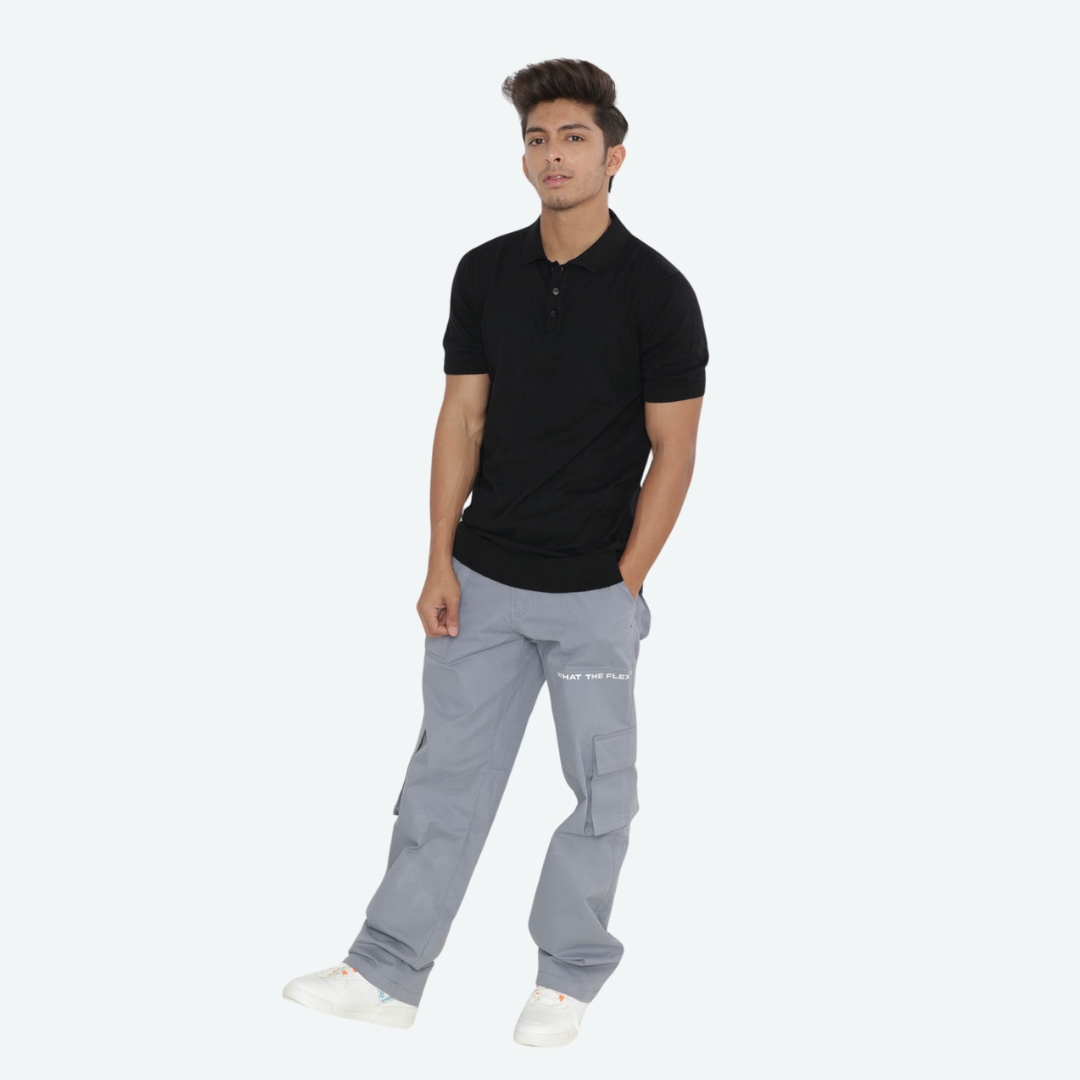 Black Solid Knitted T-Shirt – Pure Comfort in Classic Style