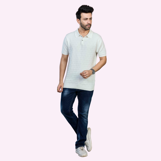 OFF White Premium Cotton Knitted Polo