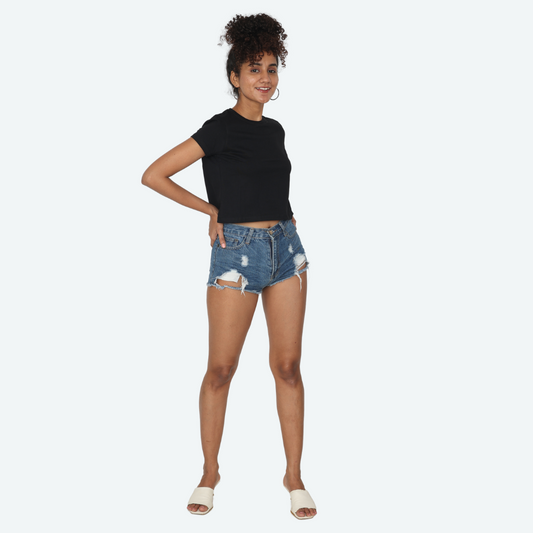 Black Crop Top / WOMENS Regular T-Shirts ||   || Limited Edition by PureKinits
