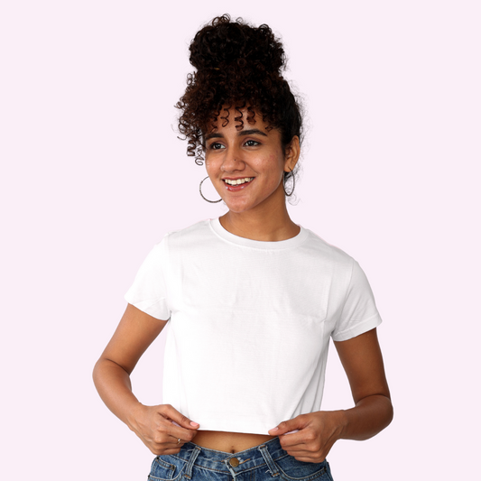 White Crop Top / WOMENS Regular T-Shirts ||   || Limited Edition by PureKinits