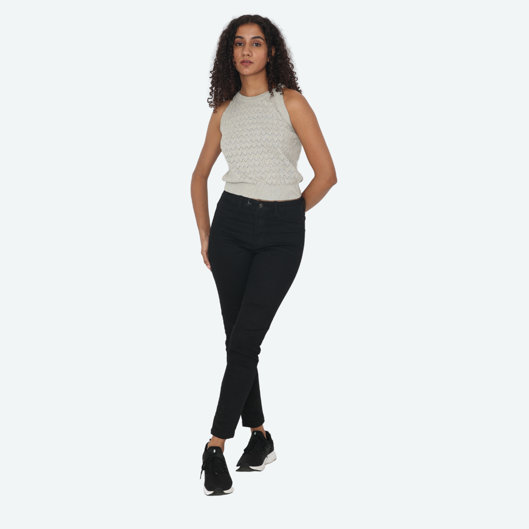 Grey Pointelle Knitted Tank Top – Exclusive Special Edition