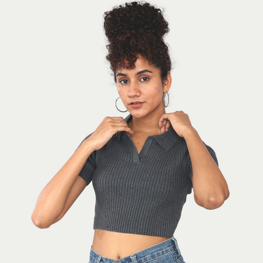 Anthra Polo – Half Sleeves Ribbed Knitted Exclusive Special Edition