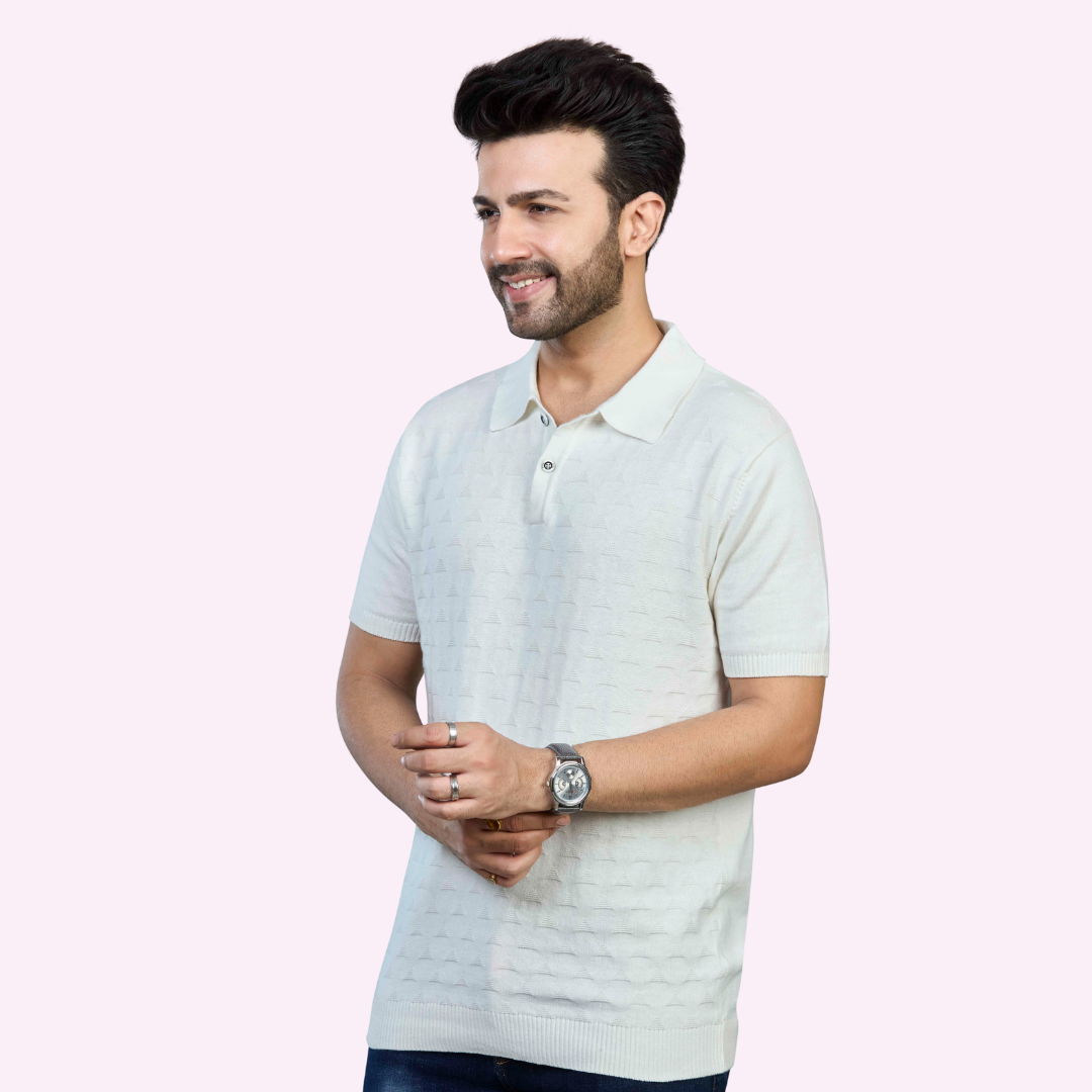 OFF White Premium Cotton Knitted Polo