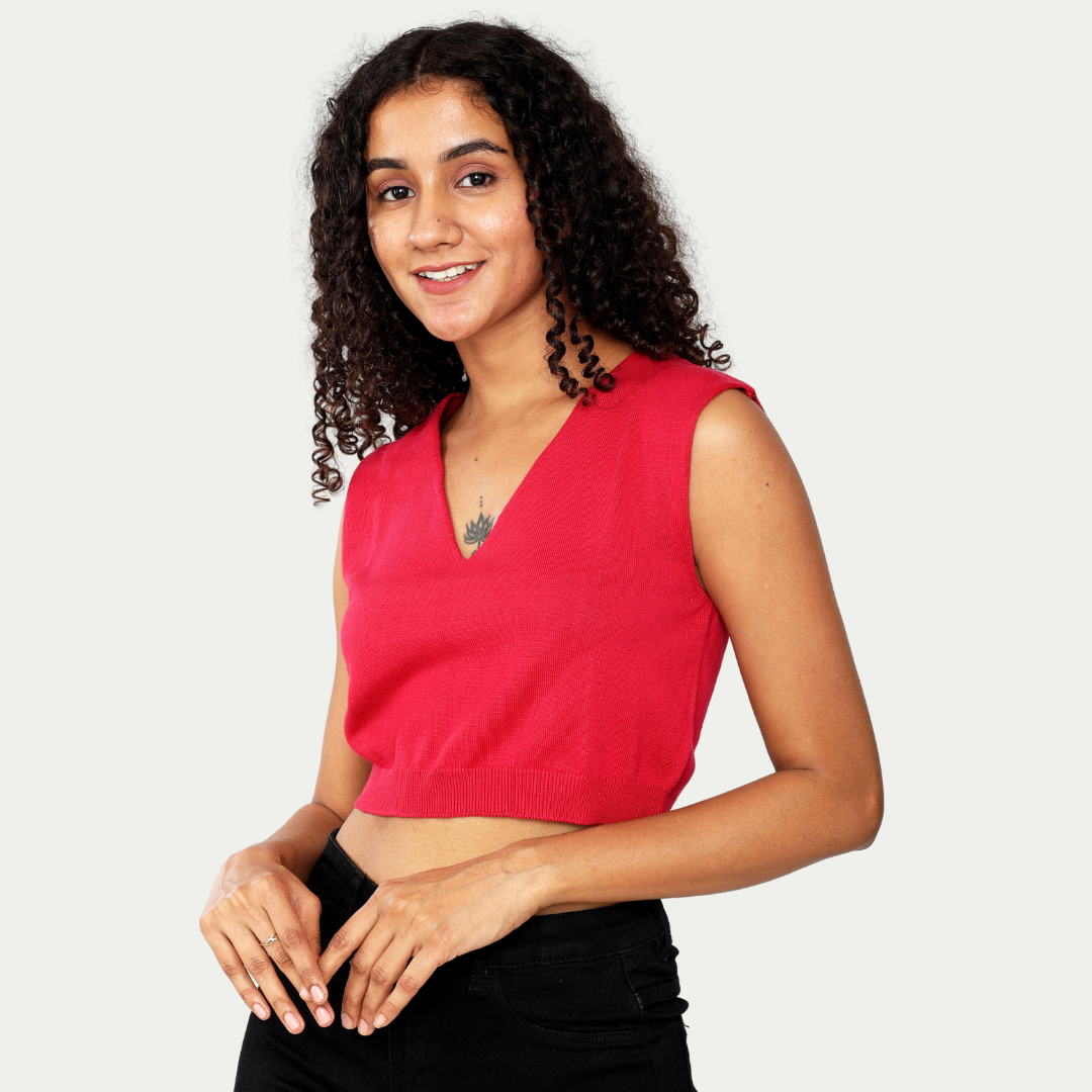 Maroon V-Neck Sleeveless Knitted Exclusive Special Edition Premium Garment