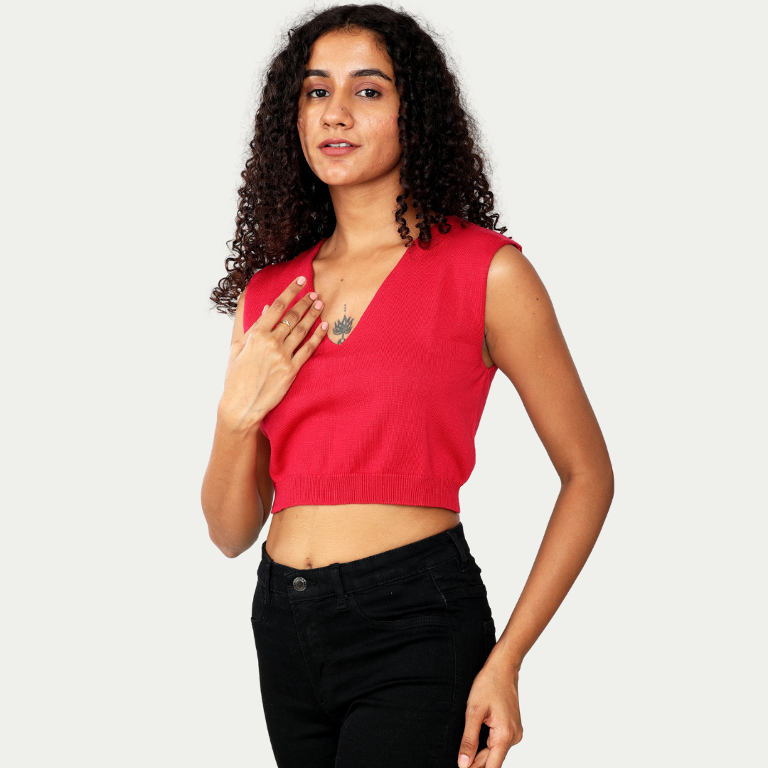 Maroon V-Neck Sleeveless Knitted Exclusive Special Edition Premium Garment