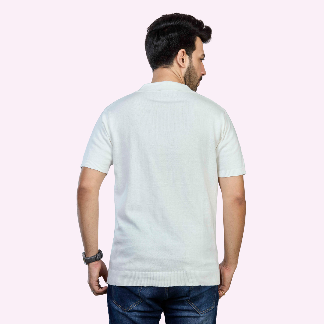 OFF White Knitted Cotton Shirt – Timeless Elegance, Naturally Comfortable