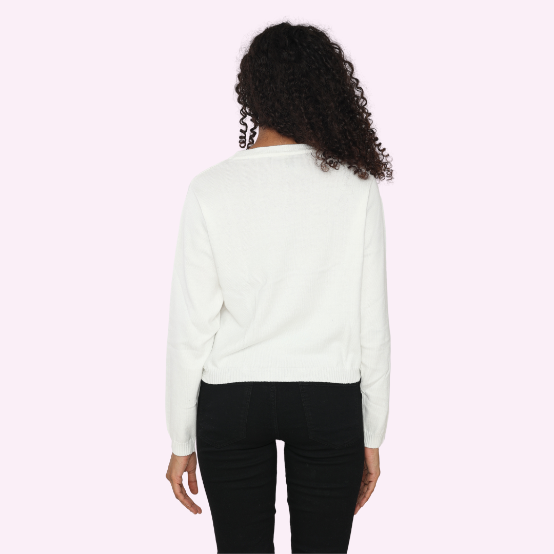 Off-White Pointelle Knitted T-Shirt – Premium Cotton Elegance