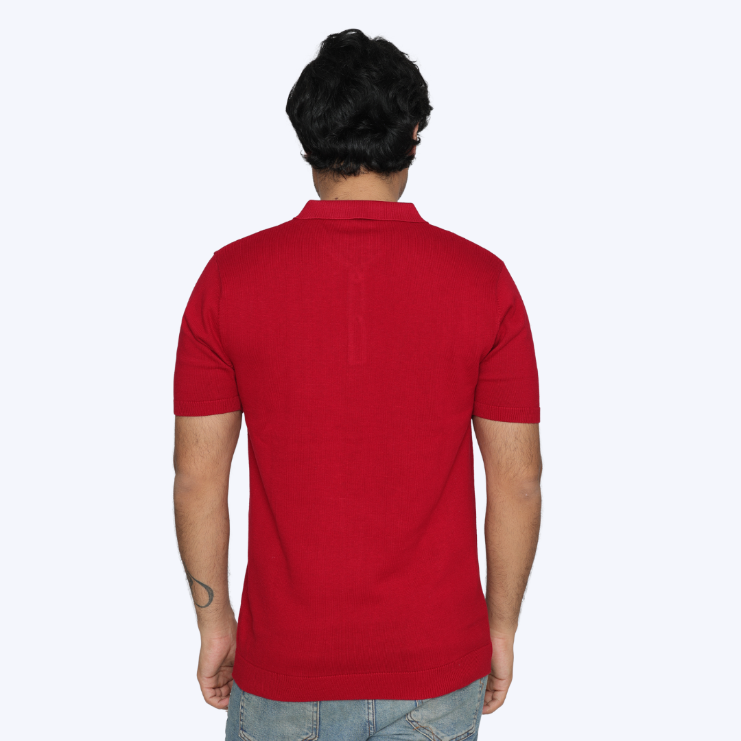 Premium Red knitted Cotton Polo T-Shirt – Bold, Modern, and Effortlessly Stylish