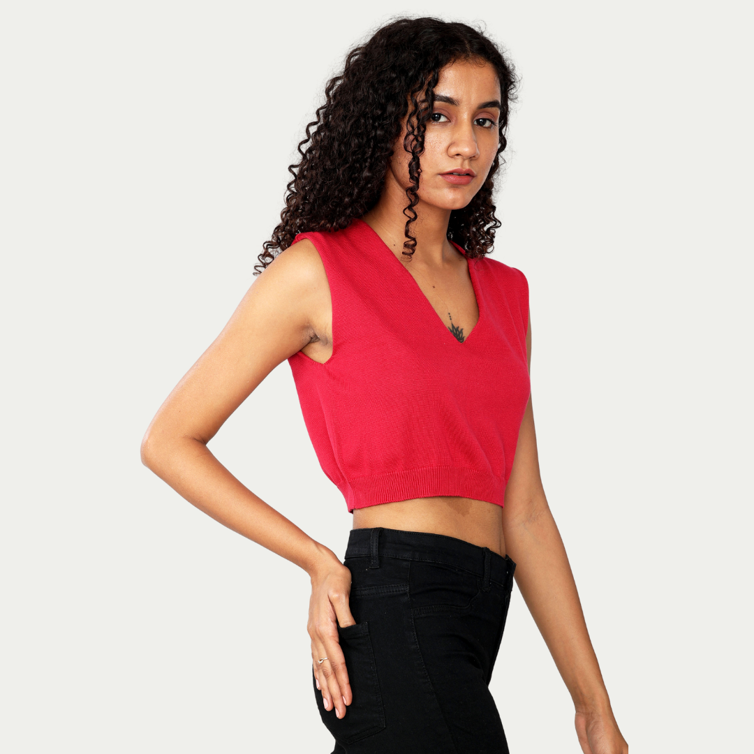 Maroon V-Neck Sleeveless Knitted Exclusive Special Edition Premium Garment