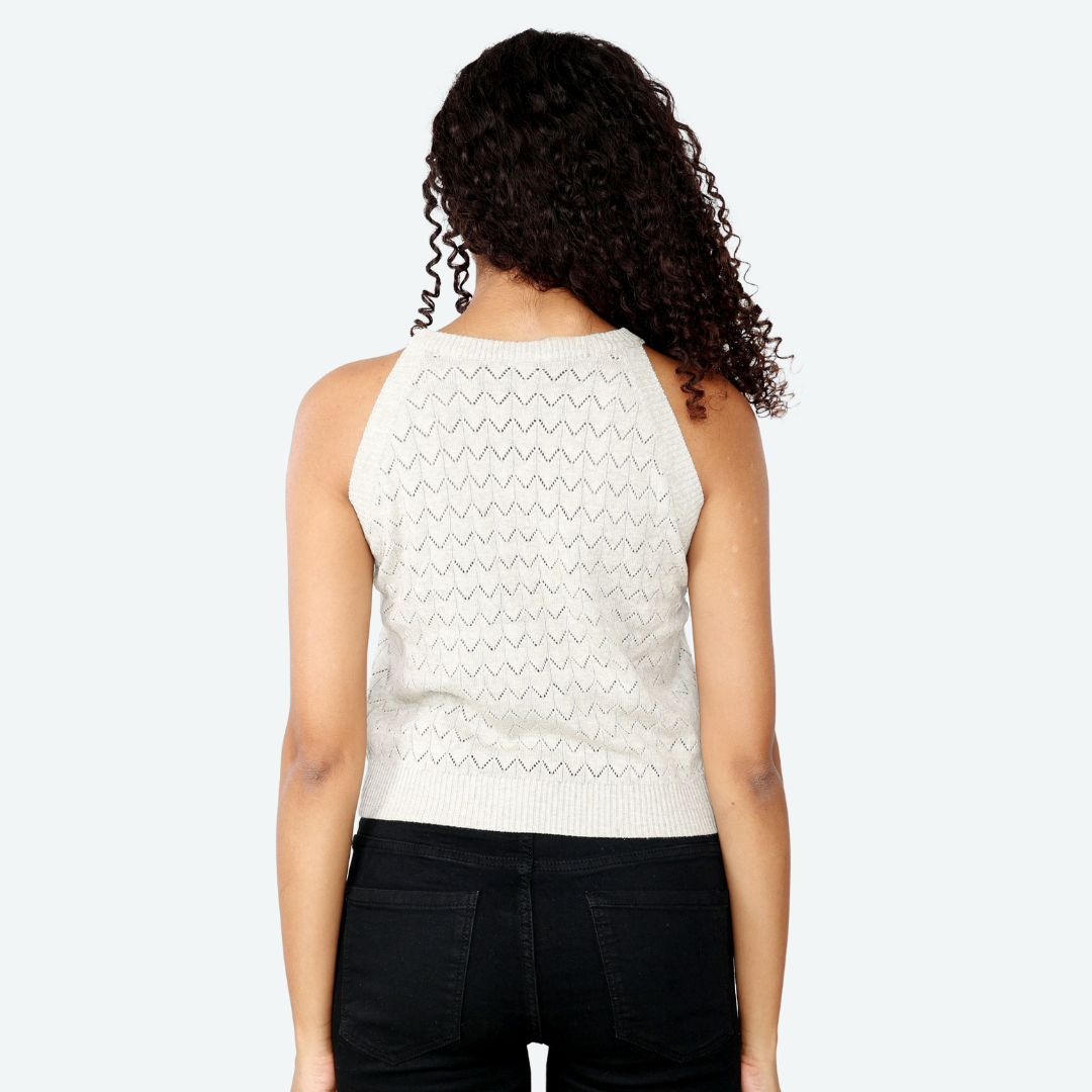 Grey Pointelle Knitted Tank Top – Exclusive Special Edition